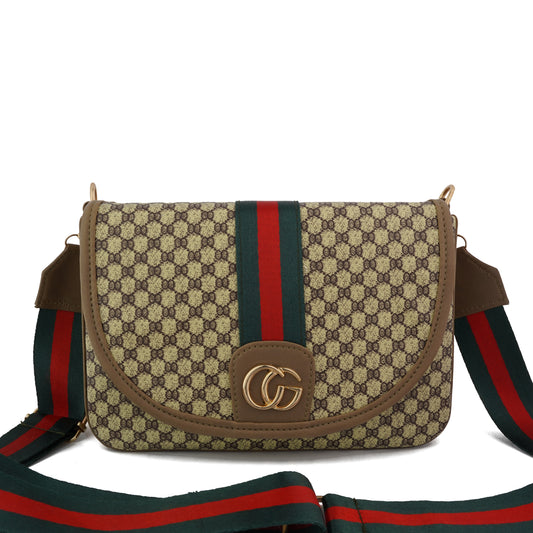 Striped Monogram Flap Bag