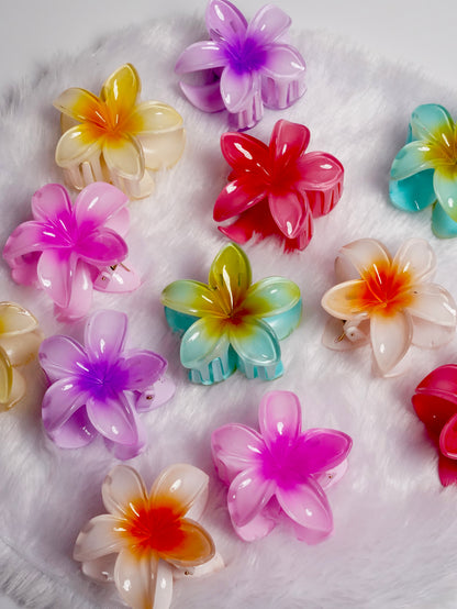 Glossy Floral Claw Clips