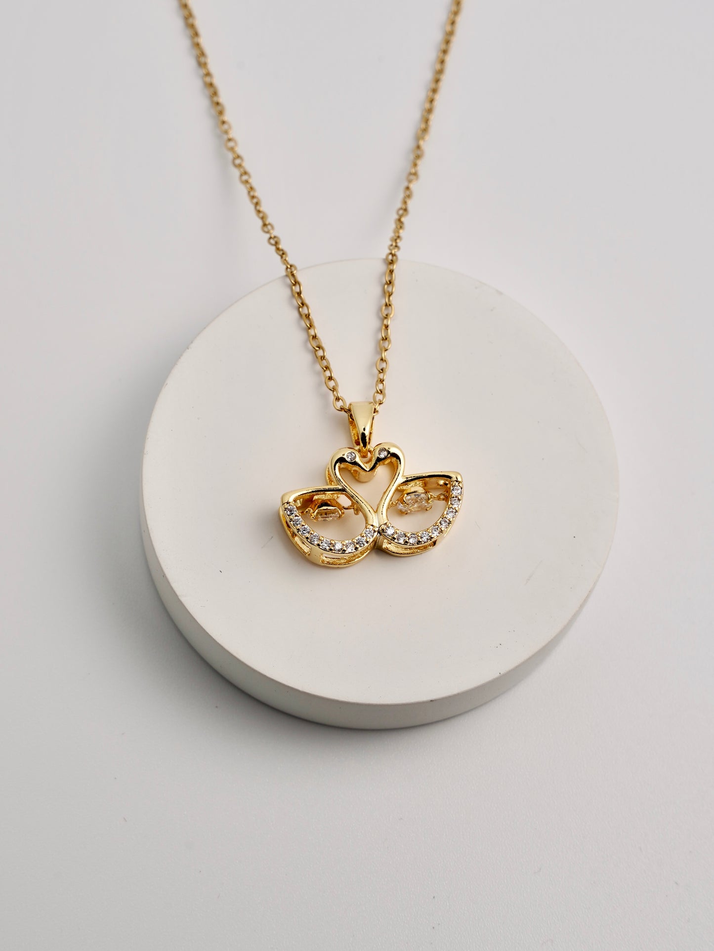 Swan Embrace Gold-Plated Necklace