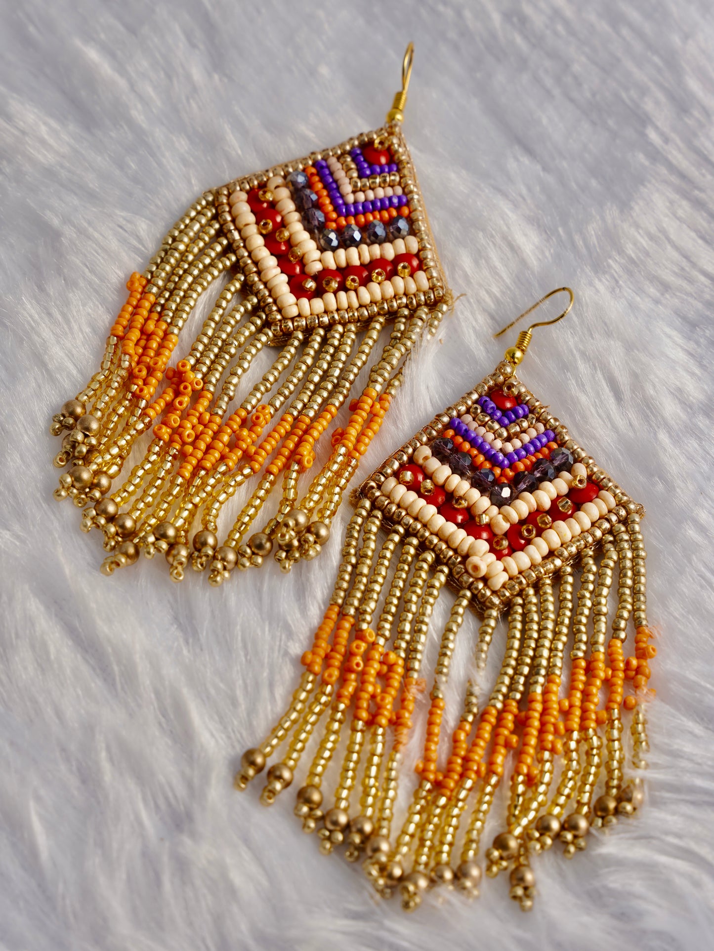 Boho Sunset Fringe Beaded Earrings