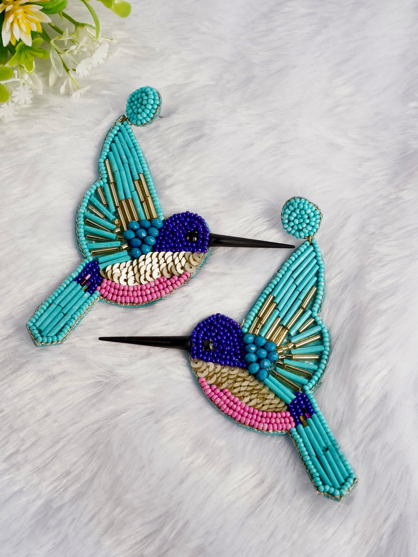 Beaded Hummingbird Earrings