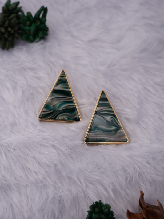 Triangle Marble Stud Earrings