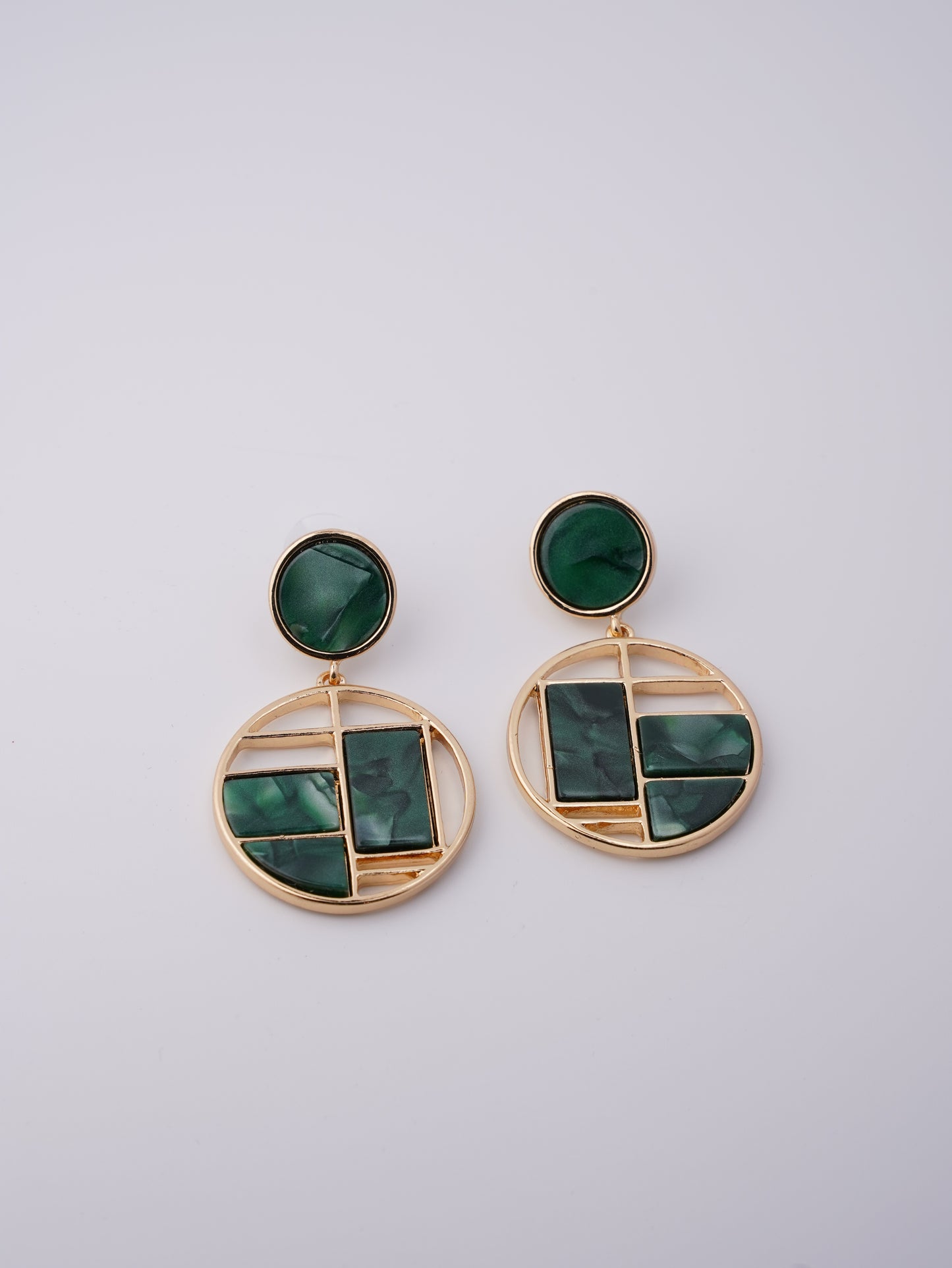 Round Geometric Drop Earrings