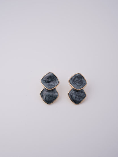 Square Shaped Designer Stud Earrings with Unique Inlay