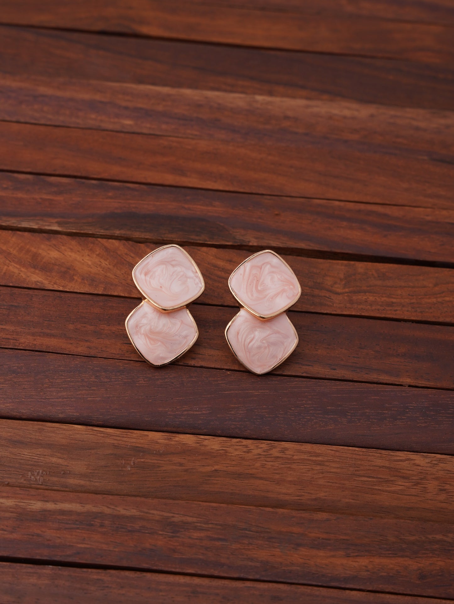 Square Shaped Designer Stud Earrings with Unique Inlay