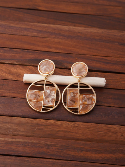 Round Geometric Drop Earrings