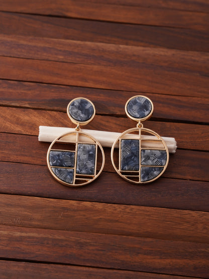 Round Geometric Drop Earrings