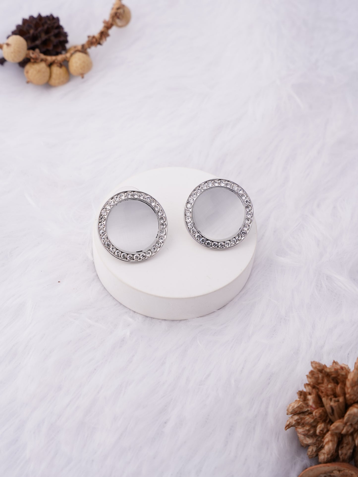 Round Crystal Stud Earrings