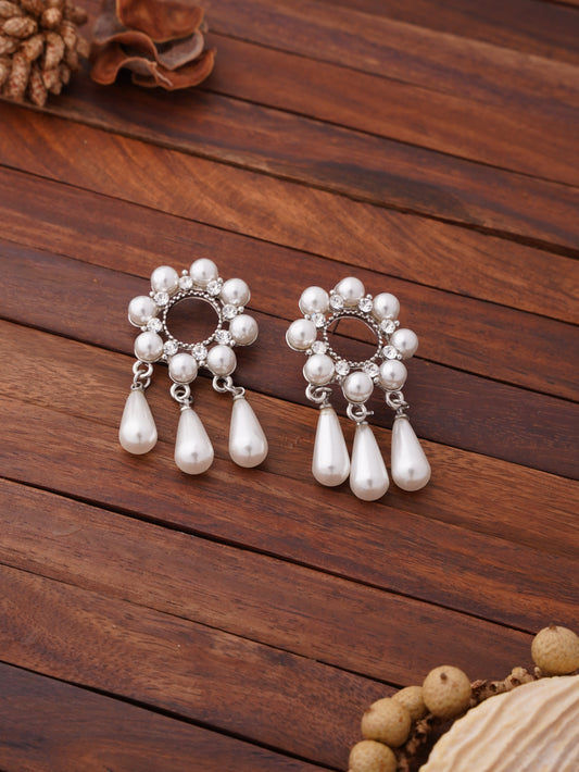 Drop Pearl Stud Earrings