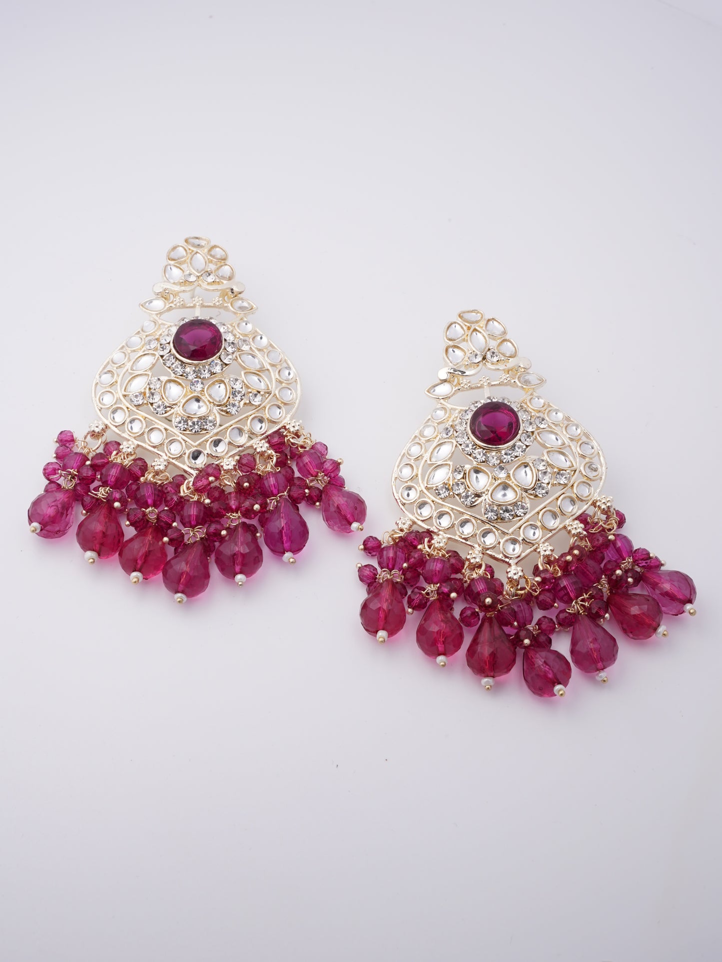 Traditional Chandbali Earrings with Crystal and Stone Accents