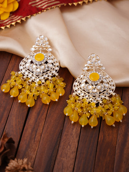 Traditional Chandbali Earrings with Crystal and Stone Accents