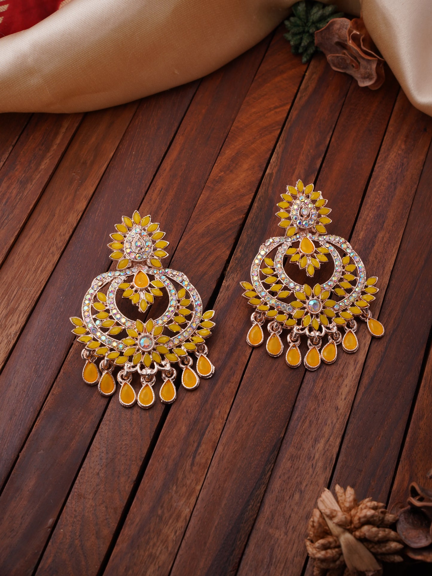 Floral Sunburst Drop Earrings