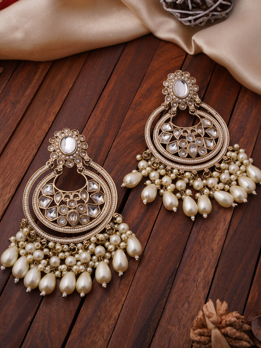 Majestic Chandbali Earrings with Pearl Drops