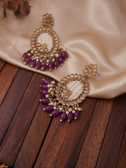 Pearl and Beaded Chandbali Earrings with Stone Accents