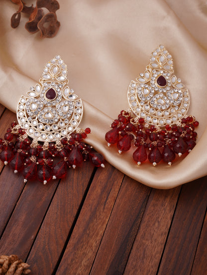 Traditional Chandbali Earrings with Crystal and Stone Accents