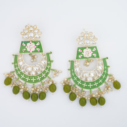 Elegant Ethnic Chandbali Earrings with Floral Detailing