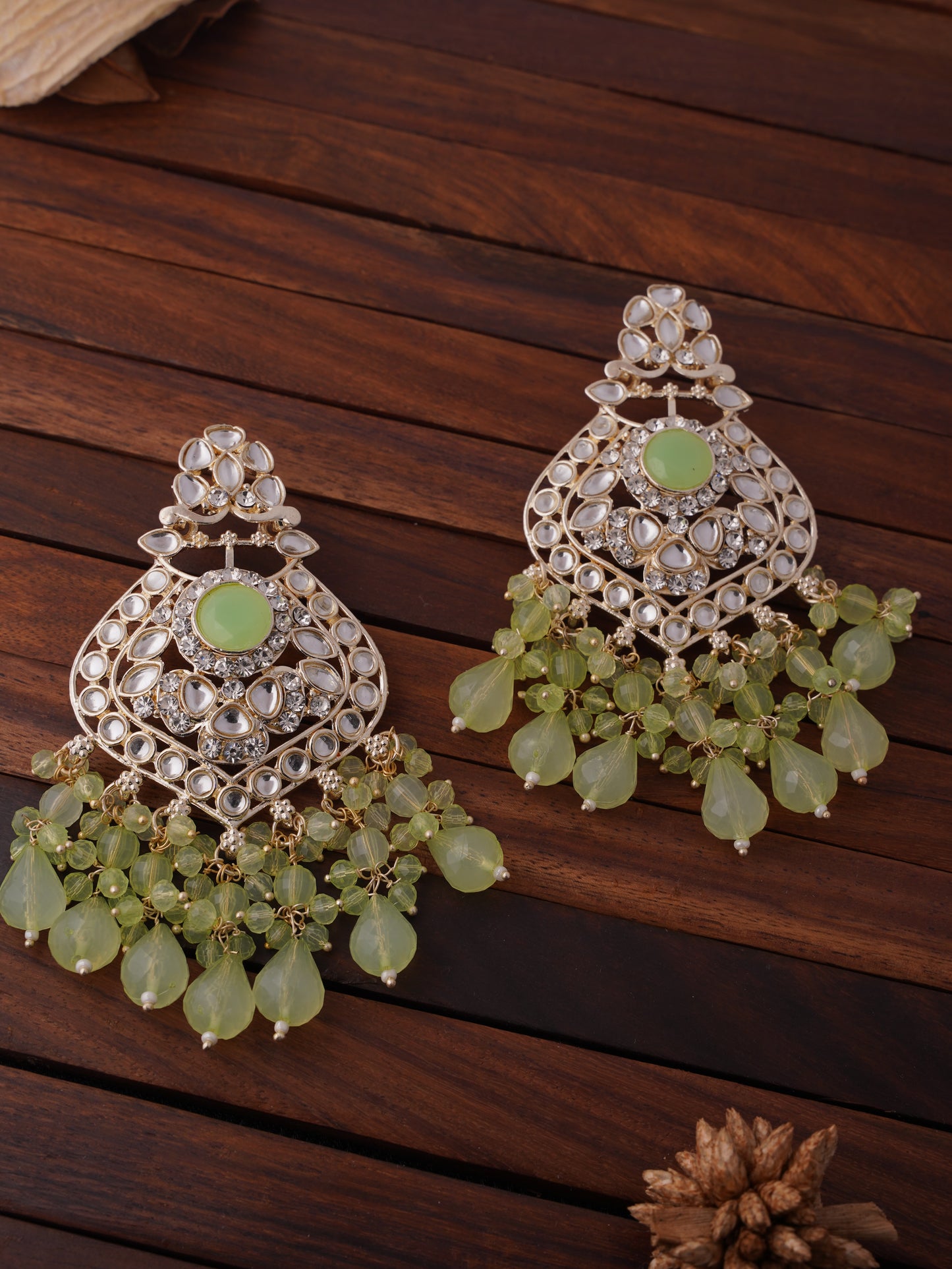 Traditional Chandbali Earrings with Crystal and Stone Accents