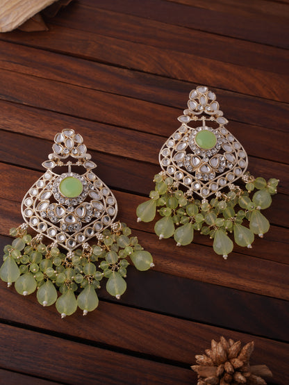 Traditional Chandbali Earrings with Crystal and Stone Accents