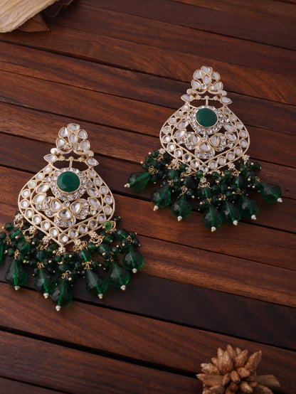 Traditional Chandbali Earrings with Crystal and Stone Accents