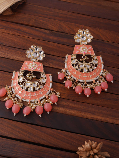 Elegant Ethnic Chandbali Earrings with Floral Detailing