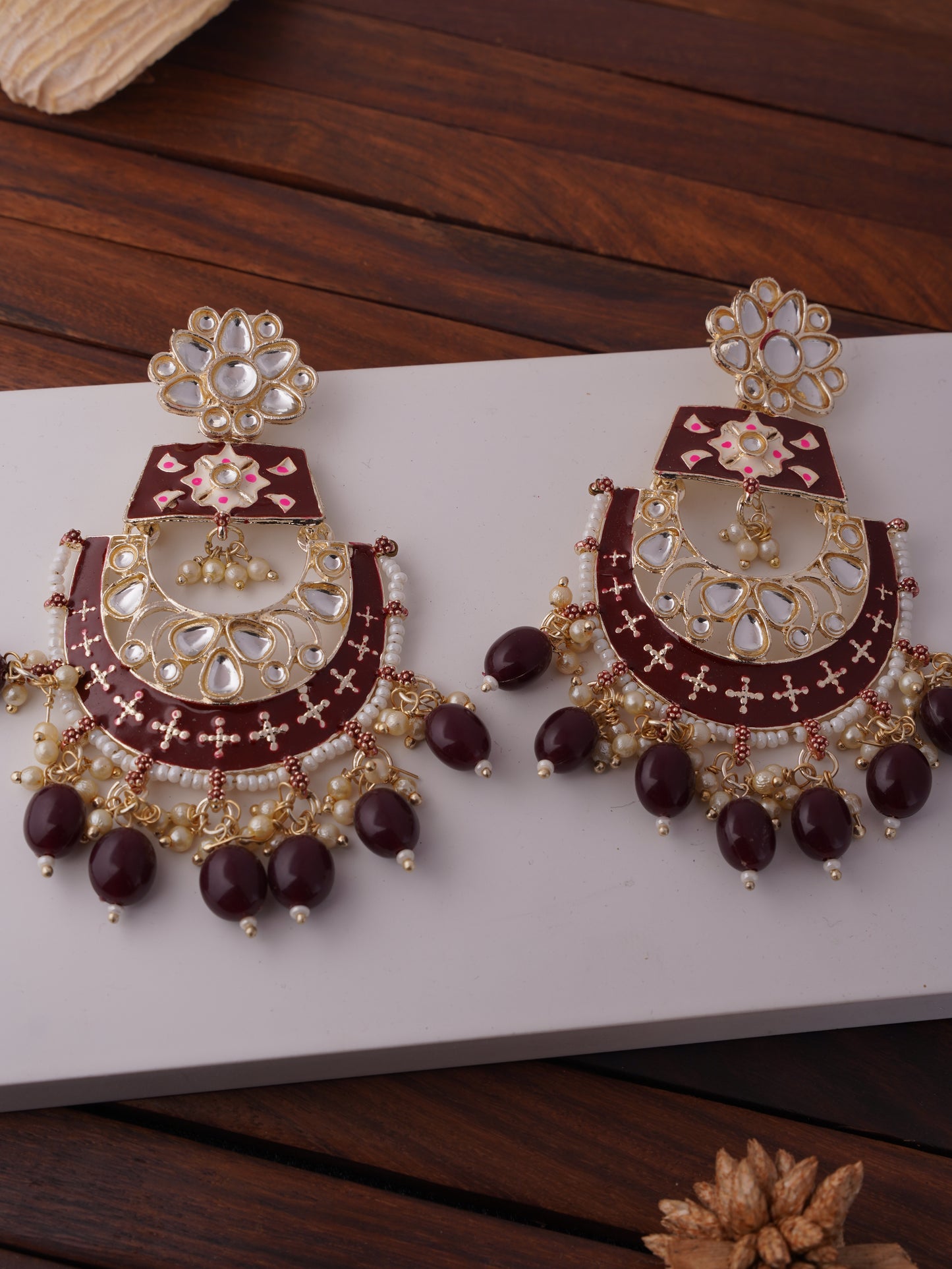 Elegant Ethnic Chandbali Earrings with Floral Detailing