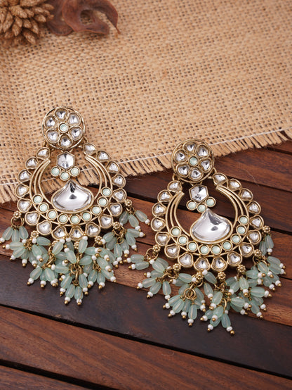 Elegance Chandbali Earrings with Delicate Fringe Detailing