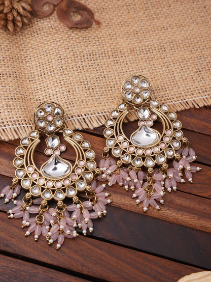 Elegance Chandbali Earrings with Delicate Fringe Detailing