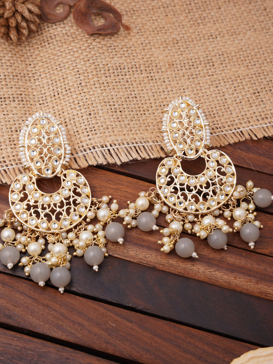 Kundan Pearl Chandbali Earrings