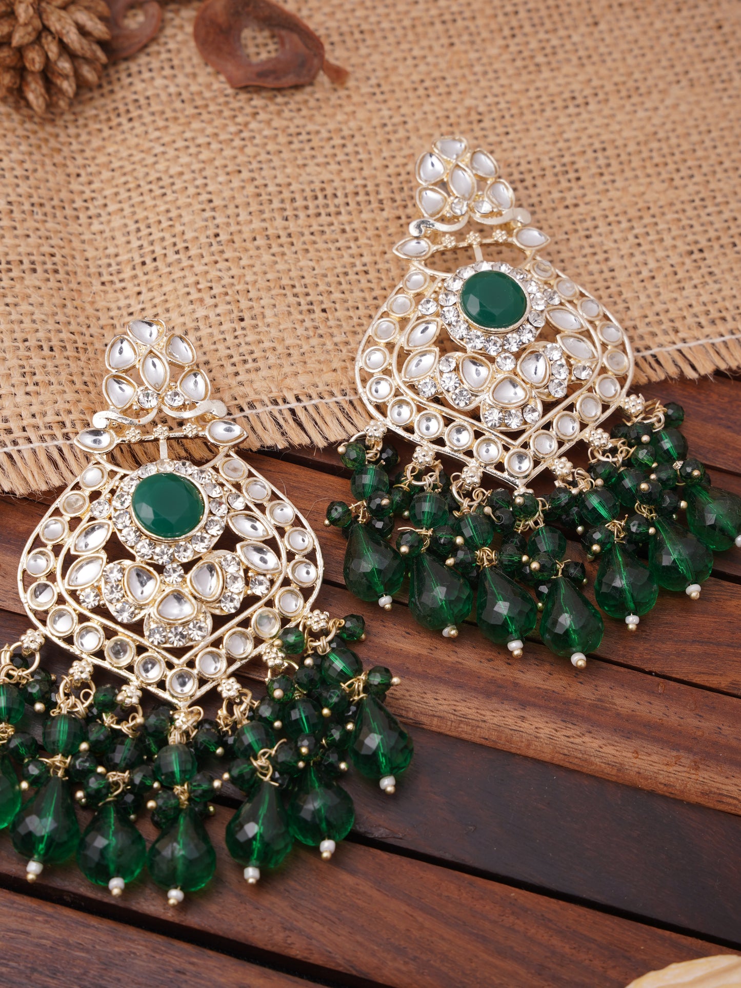 Traditional Chandbali Earrings with Crystal and Stone Accents