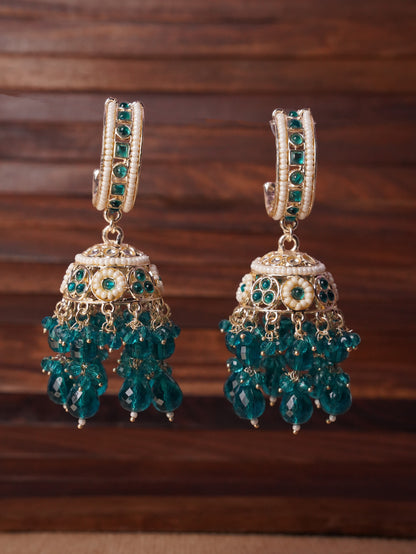 Grand Traditional Jhumka Earrings with Elegant Beaded Tassels