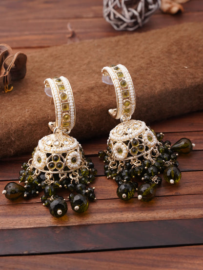 Grand Traditional Jhumka Earrings with Elegant Beaded Tassels