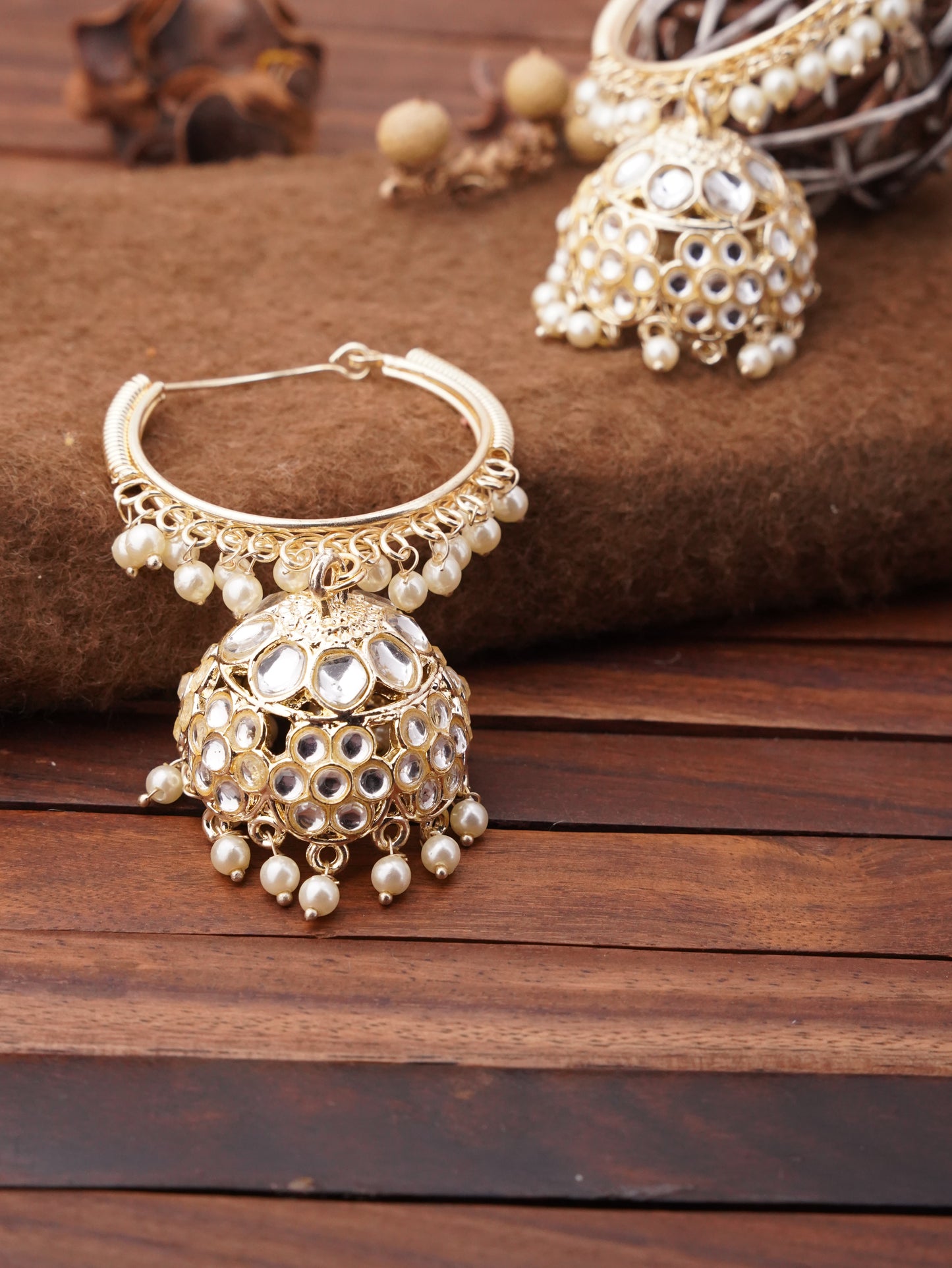 Elegant Hoop Jhumka Earrings with Intricate Detailing