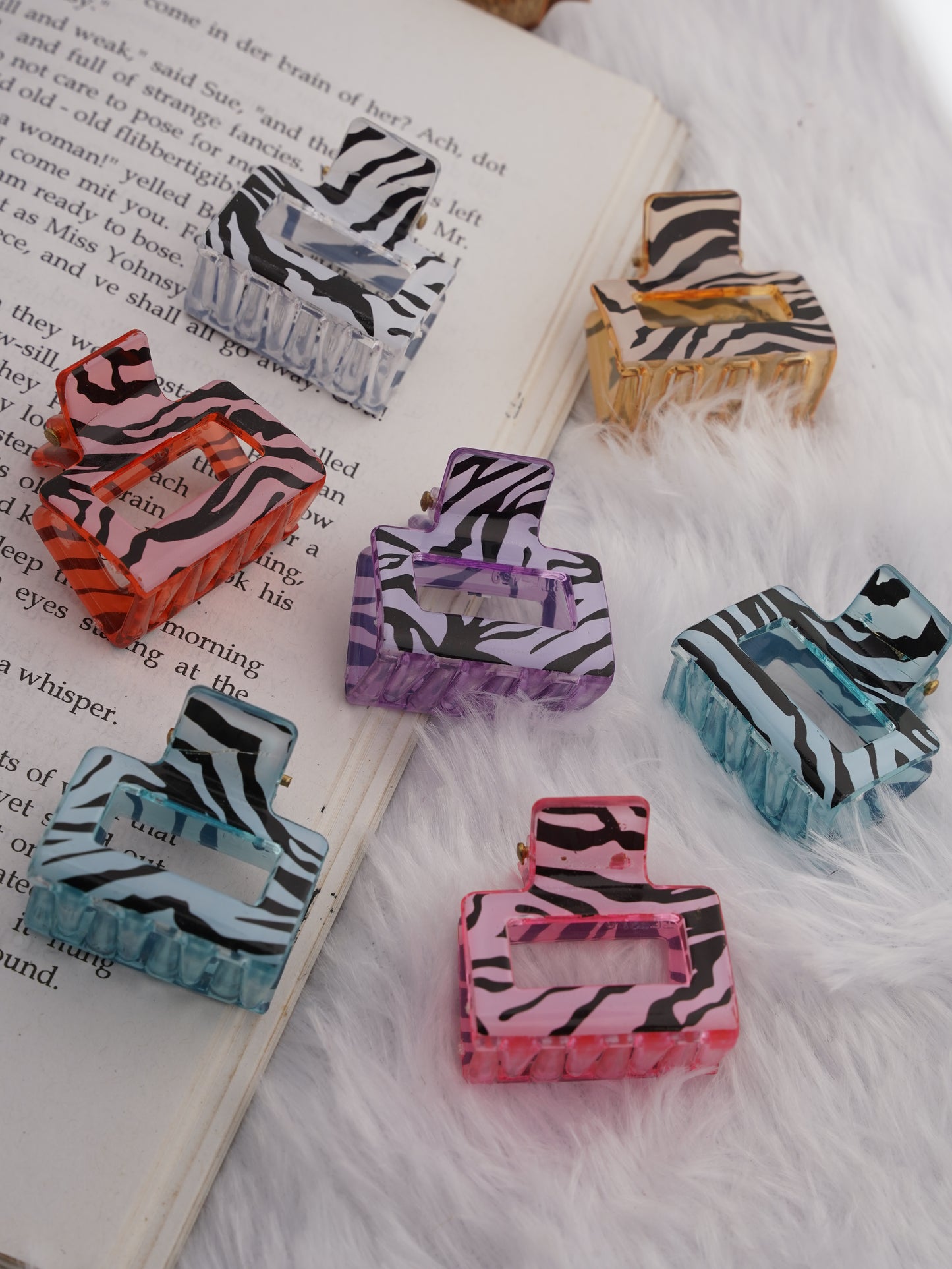 Small Hair Claw Clips with Zebra Texture (Pack of 2)