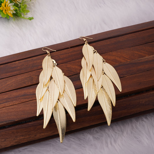 Metal Leaf Drop Earrings