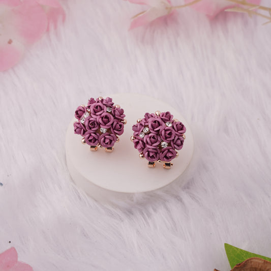 Floral Bouquet Stud Earrings with Delicate Crystal Accents