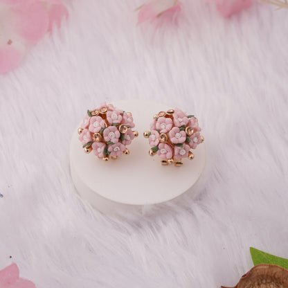 Floral Bouquet Stud Earrings with Delicate Crystal Accents