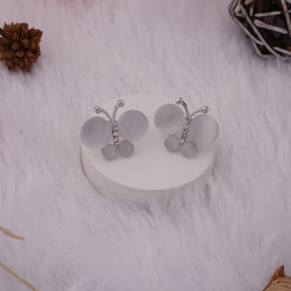 Butterfly Stud Earrings with Sparkling Detailing