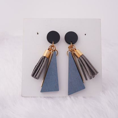 Lightweight Wooden Tassel Earrings