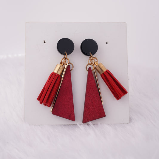 Lightweight Wooden Tassel Earrings