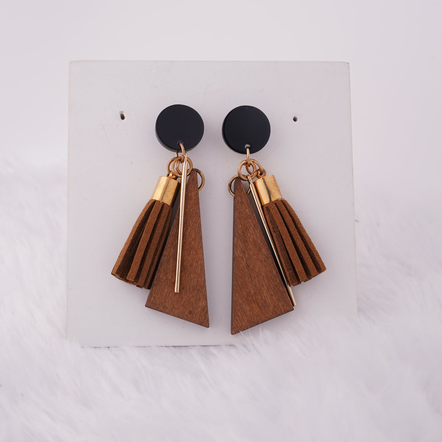 Lightweight Wooden Tassel Earrings