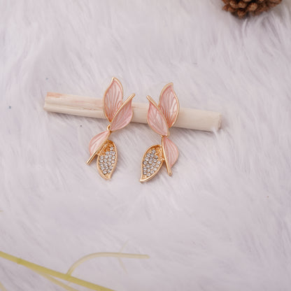 Leaf Drop Earrings with Sparkling Accents