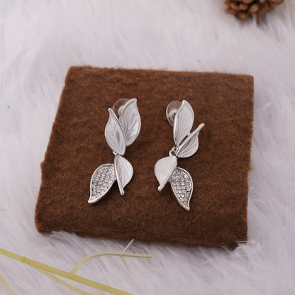 Leaf Drop Earrings with Sparkling Accents