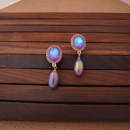 Iridescent Oval Drop Earrings