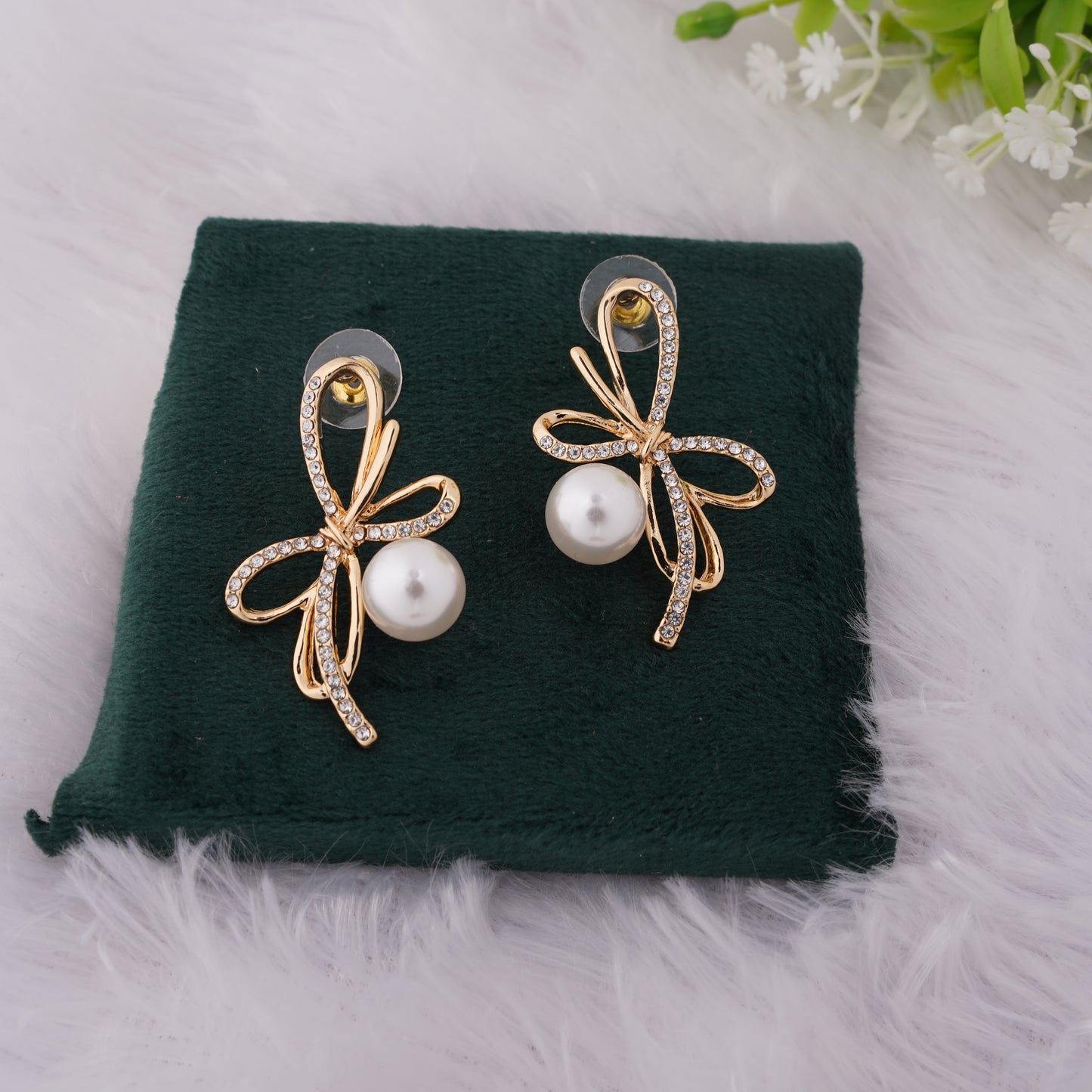 Luxe Bow Pearl Earrings