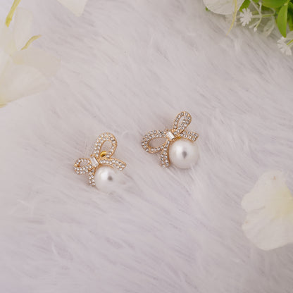 Bow Pearl Drop Earrings