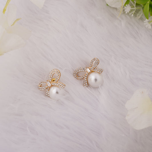 Bow Pearl Drop Earrings