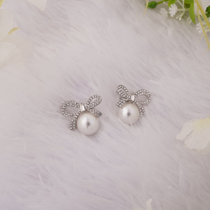 Bow Pearl Drop Earrings