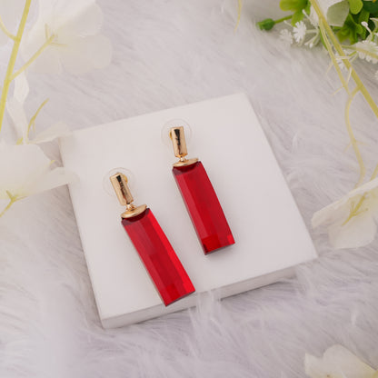 Scarlet Crystal Bar Earrings