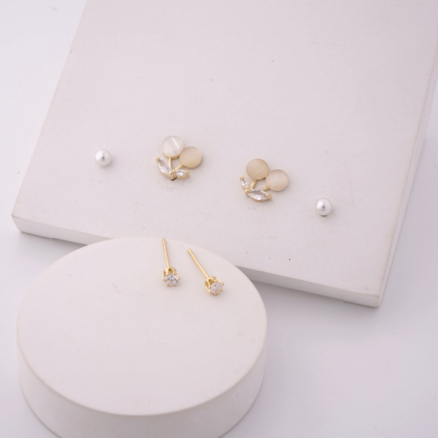 Crystal & Stone Trio Earring Set