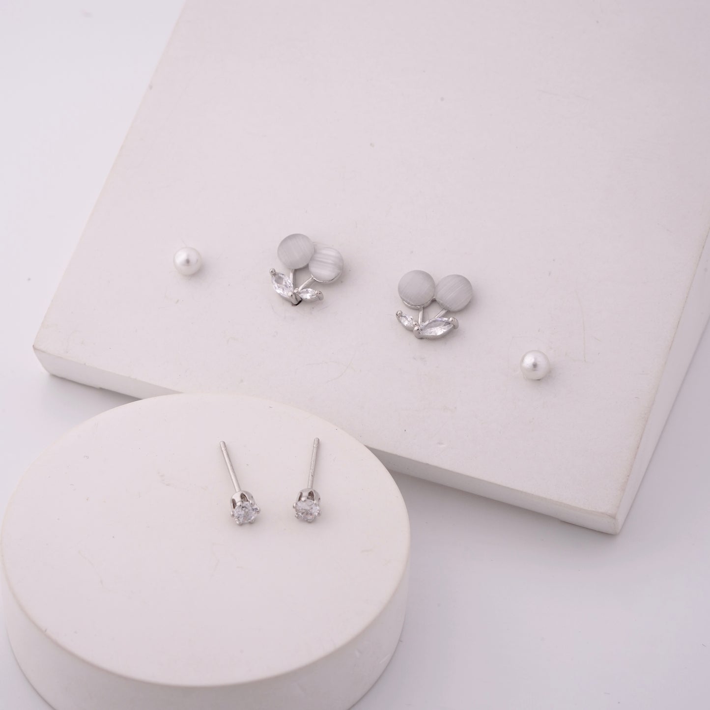 Crystal & Stone Trio Earring Set